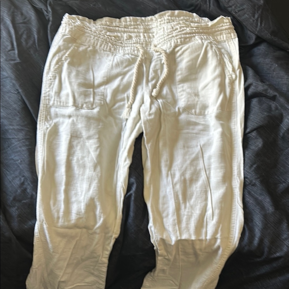 Roxy White Linen Casual Pants